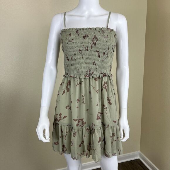 Wilfred Womens Size M Green Tempest Sleeveless Smocked Tiered Chiffon Mini Dress - Picture 8 of 15